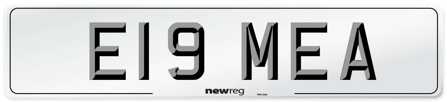 E19 MEA Number Plate from New Reg